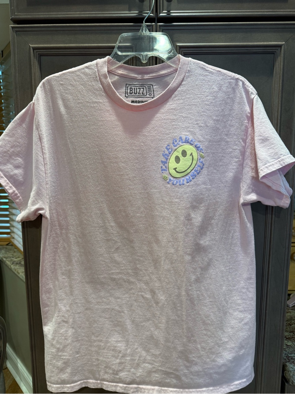 Pink M 'Take Care of Yourself' Smiley Short-Sleeve Tee